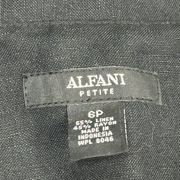 ALFANI Blazer Womens 6P Black Linen Rayon Single Button 3/4 Raglan Sleeve - Picture 4 of 7